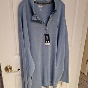 f Mens Izod Blue Stretch Zipper Shirt 4XB.    NWT